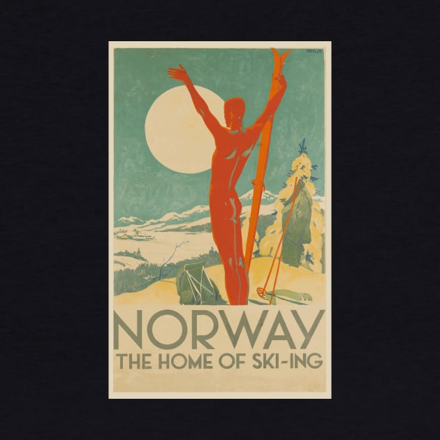 Norway, the Home of Ski-ing - Vintage Travel Poster Design by Naves